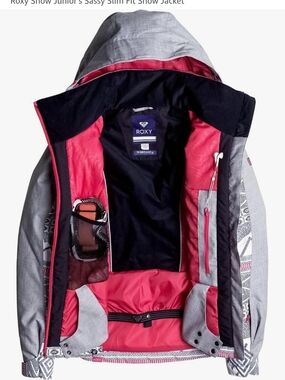 Roxy Girls' Grey & Pink Insulated Snow Jacket